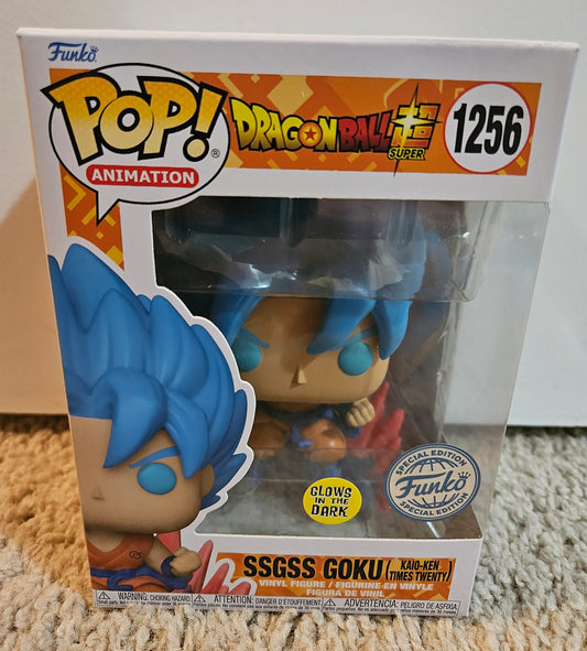 Dragonball Z SSGSS Goku (Kaio-ken Times Twenty) Pop! Figure #1256 GITD