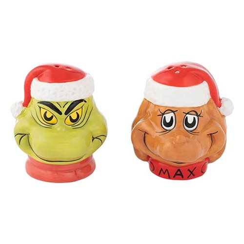 Grinch and Max Sculpted Ceramic Salt and Pepper Set